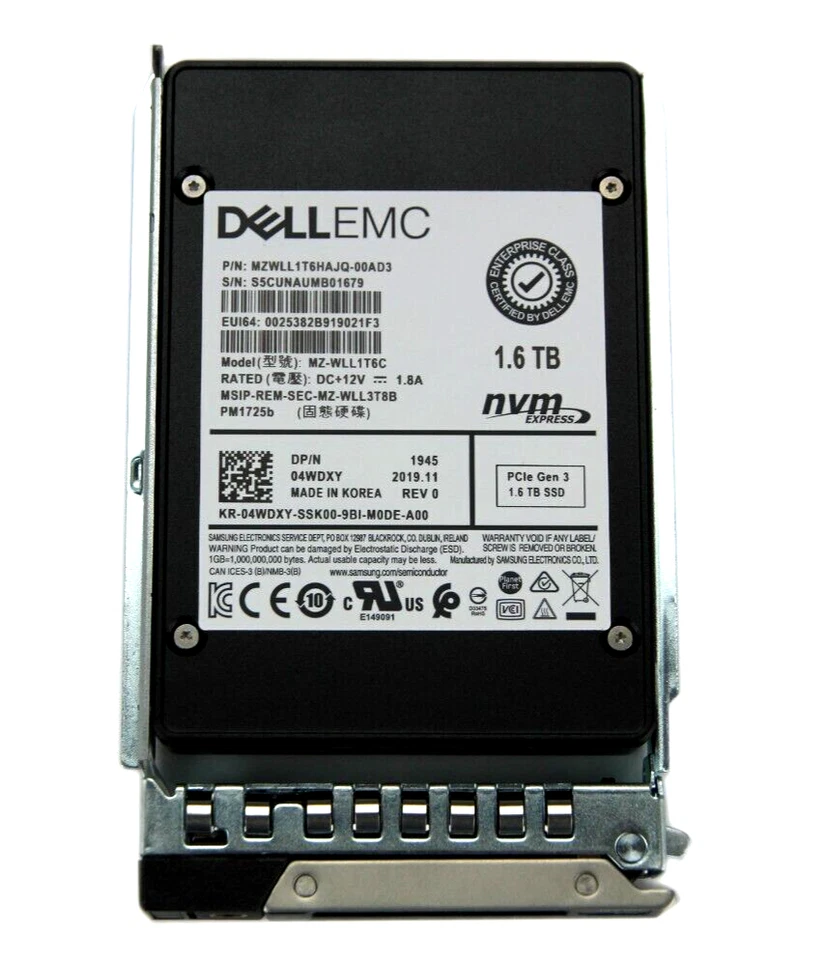 Dell 04WDXY 1.6TB PCI Express NVMe 3.0 x4 TLC U.2 2.5-inch SSD