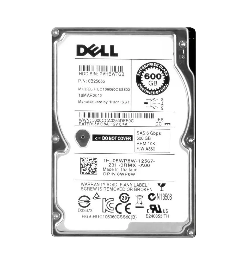 Dell 08WP8W 600GB 6Gb/s SAS 10000 2.5-Inch Hard Drive