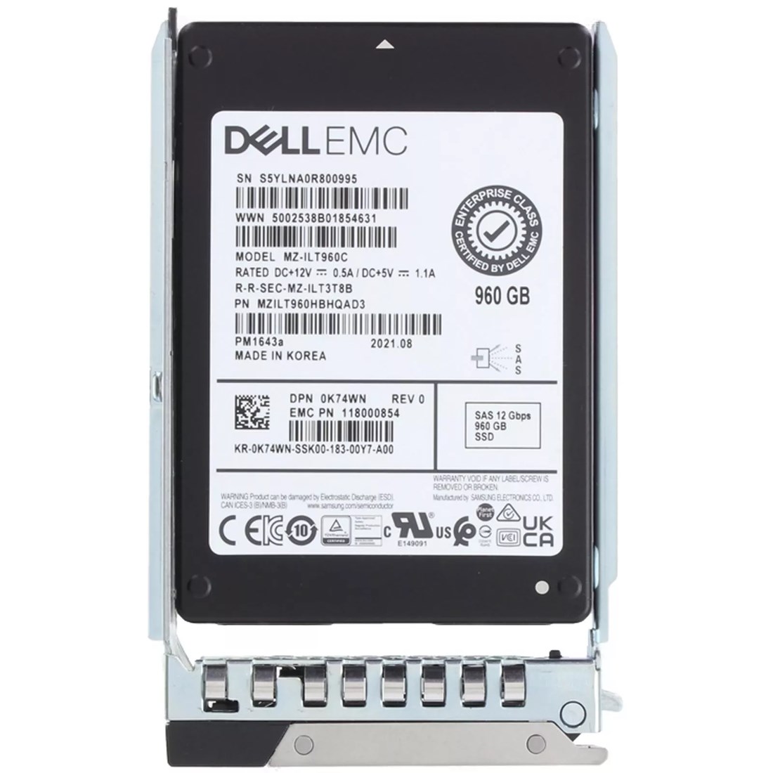 Dell 0K74WN 960GB 12Gbps SAS Multi-Level Cell 2.5-inch SSD