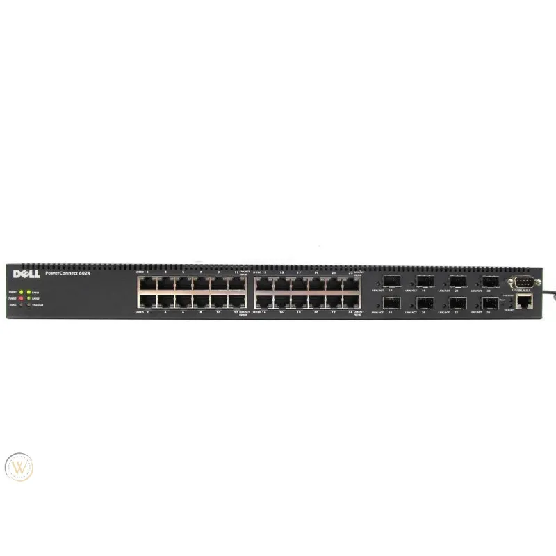 Dell 0UJ394 PowerConnect 6000 Series 6024 24 x Ports 10/100/1000Base-T + 8 x Ports SFP Layer 3 Manag...