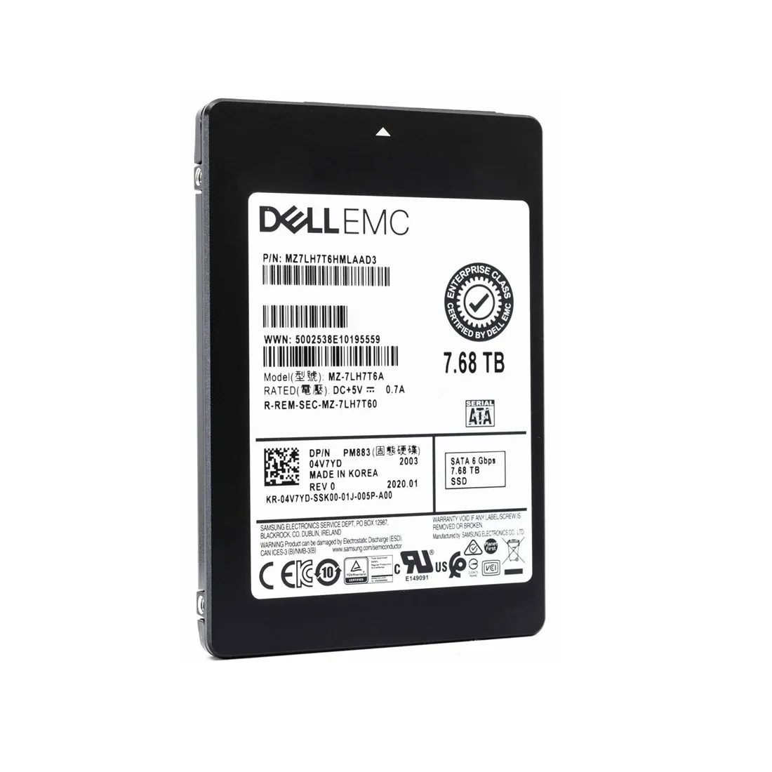 Dell 4V7YD 7.68TB SATA 6Gb/s RI 2.5-in SSD with Tray for PowerEdge