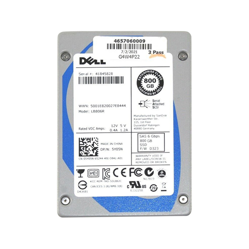Dell 5Y05N 800GB 6Gb/s SAS Multi-Level Cell 2.5-inch Solid State Drive