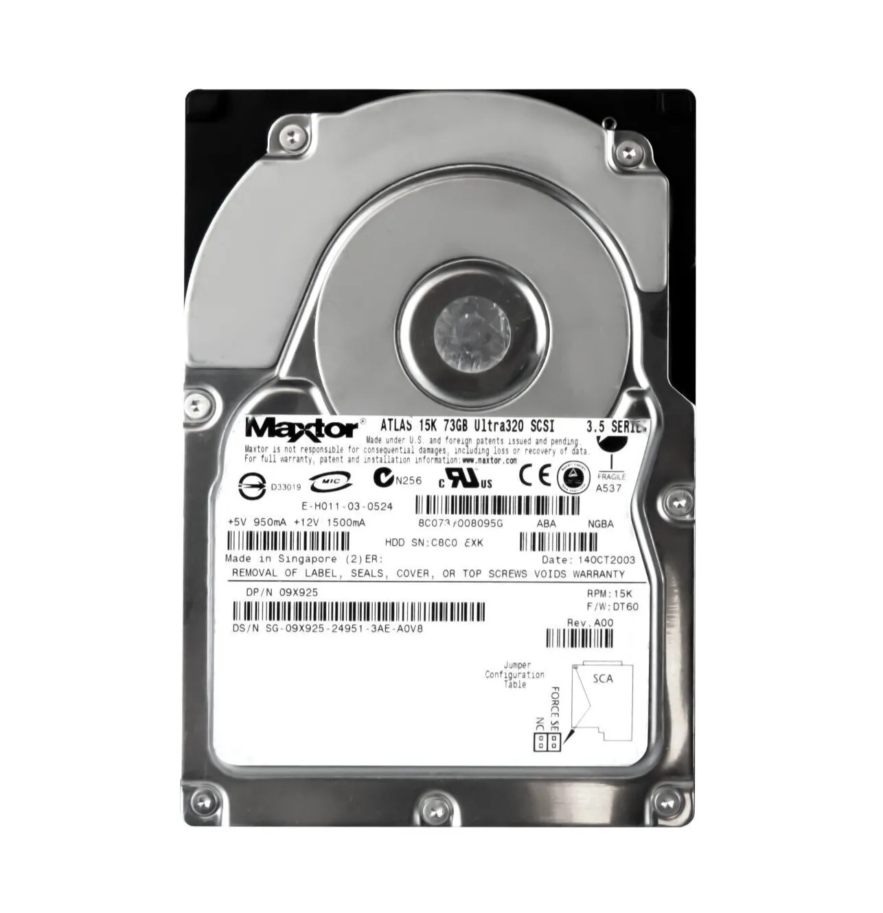 Dell 9X925 73GB Ultra-320 SCSI 15000 3.5-inch 8MB Hard Drive