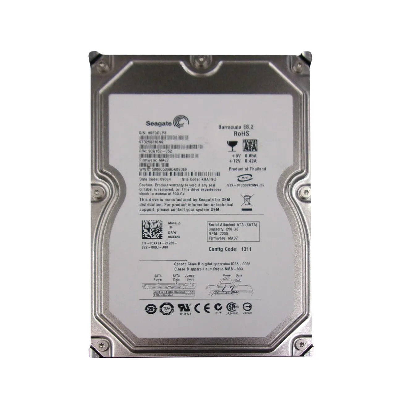 Dell CX424 250GB 1.5Gb/s SATA 7200 3.5-inch 32MB Hard Drive