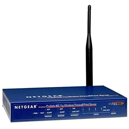 Netgear FWG114P ProSafe FWG114P 4 x Ports 10/100Base-T LAN + 1 x Port RJ-45 WAN 54Mb/s 802.11g 2.4GH...
