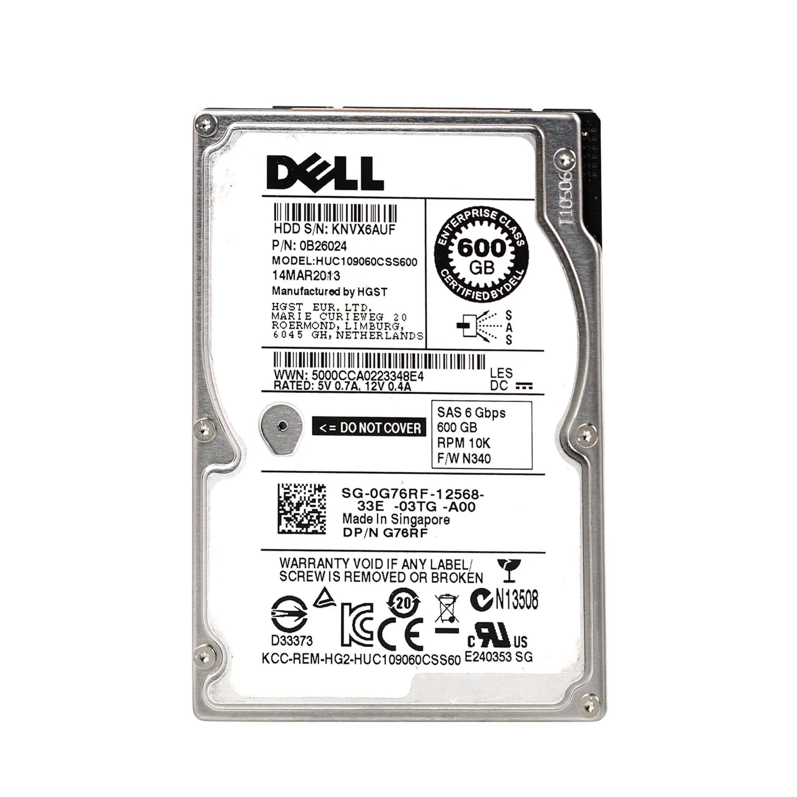 Dell G76RF 600GB 10000RPM SAS 6Gb/s 2.5-Inch Hard Drive