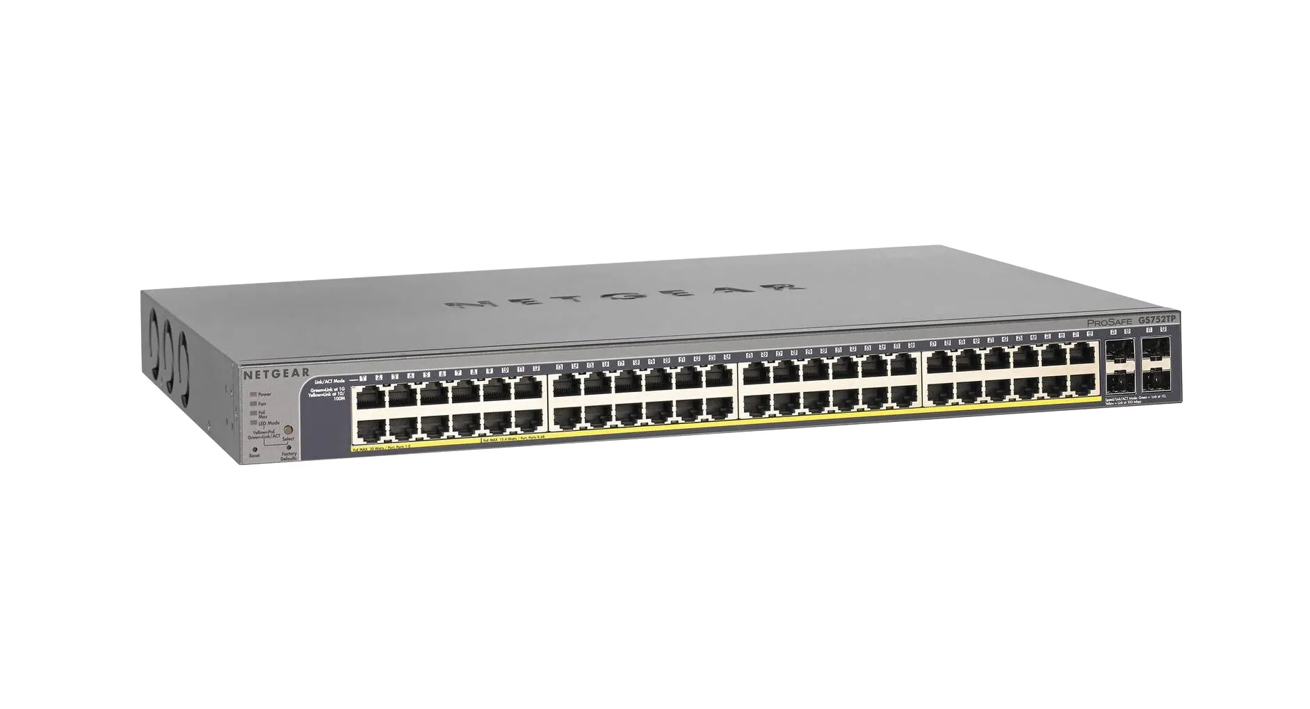Netgear GS752TP-100PRS GS752TP 40x RJ45 PoE 8x RJ45 PoE+ 4x SFP Switch