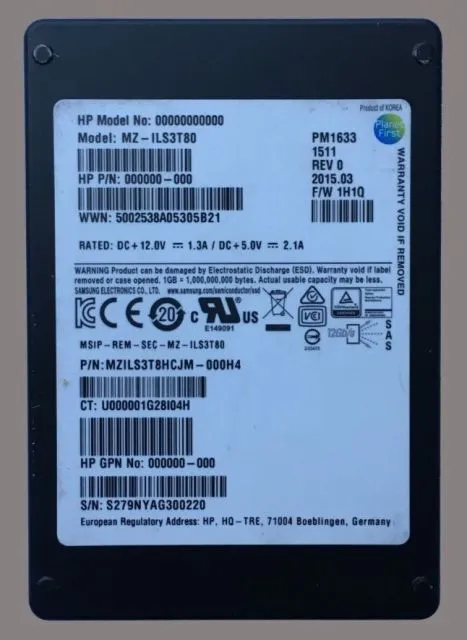 Samsung MZ-ILS3T80 3.84TB 12Gb/s SAS Triple-Level Cell 2.5-in SSD