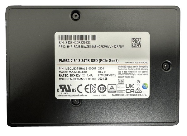 Samsung MZ-QLB3T80 3.84TB PCI Express NVMe x3 U.2 2.5-in SSD