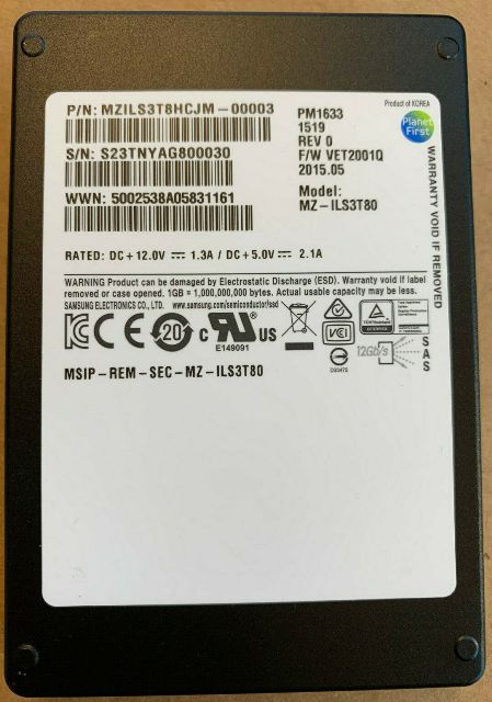Samsung MZILS3T8HCJM 3.8TB 12Gb/s SAS Multi-Level Cell 2.5-inch SSD