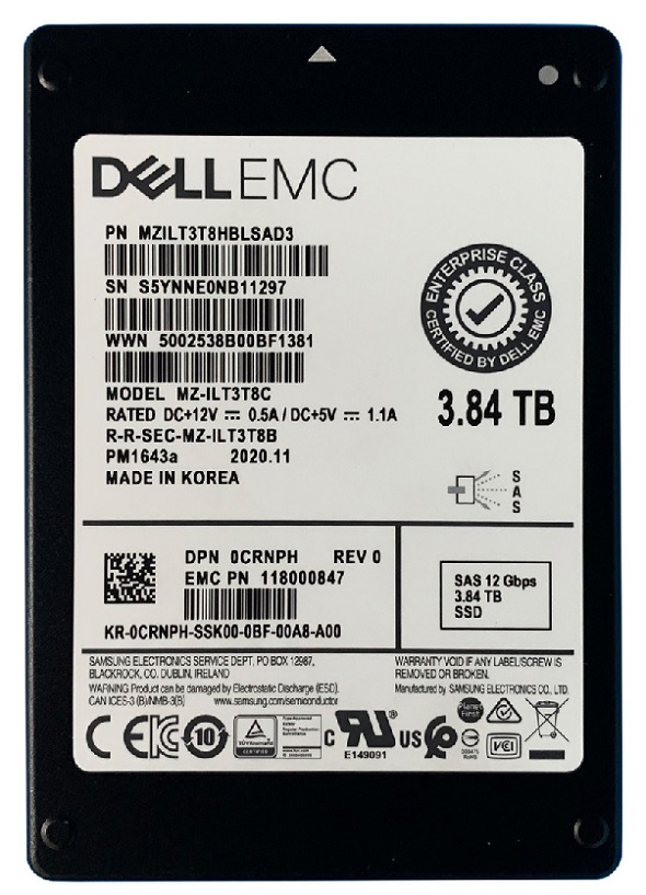 Samsung MZILT3T8HBLSAD3 3.84TB 12Gb/s SAS 2.5-inch Solid State Drive