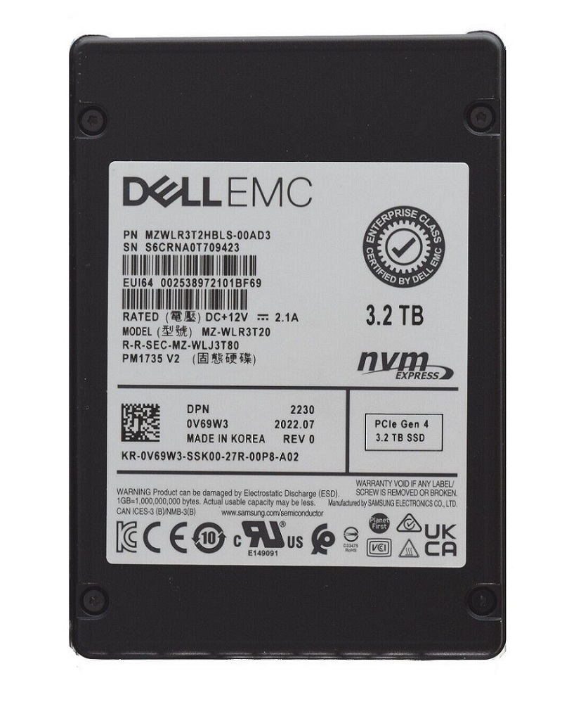 Samsung MZWLR3T2HBLS-00AD3 3.2TB PCIe NVMe 2.5-In SSD