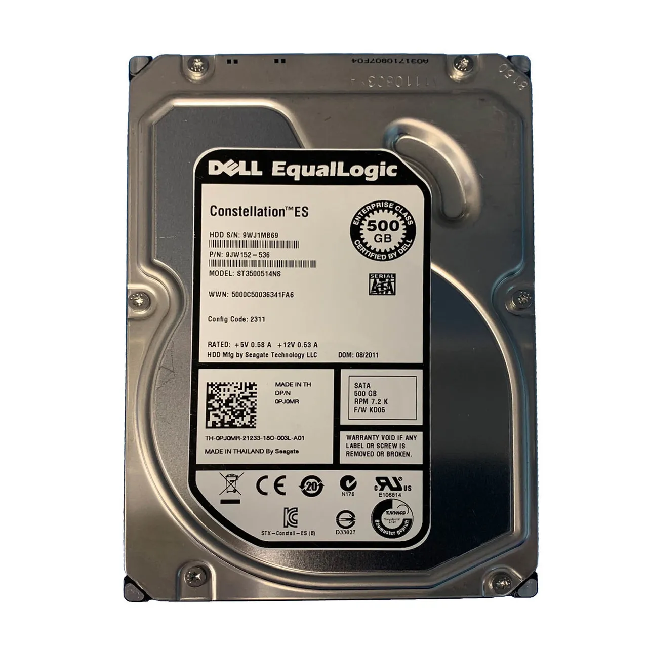 Dell PJ0MR 500GB 3Gb/s SATA 7200 3.5-Inch Hard Drive