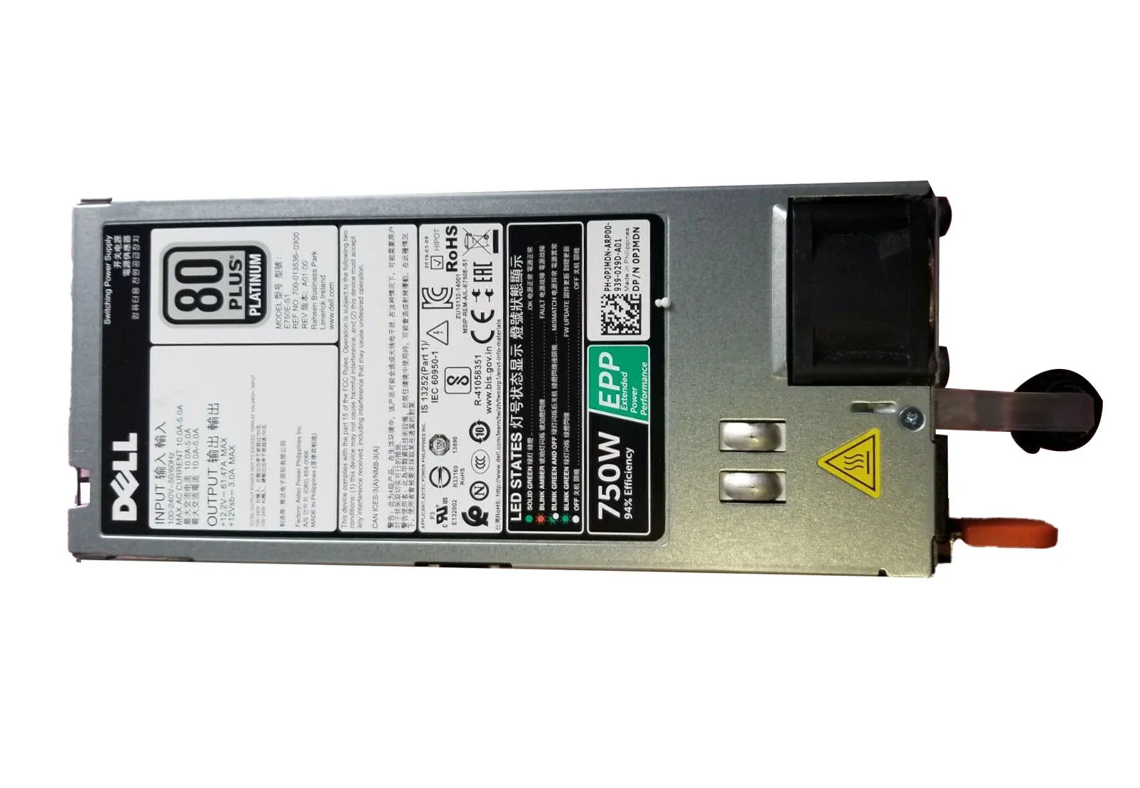 Dell PJMDN 750 Watts Platinum Power Supply For PowerEdge R730