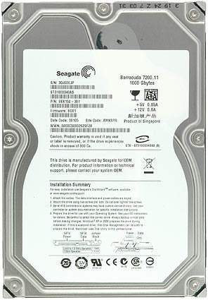 Seagate ST31000340AS 1TB 3Gb/s SATA 7200 3.5-inch 32MB Hard Drive