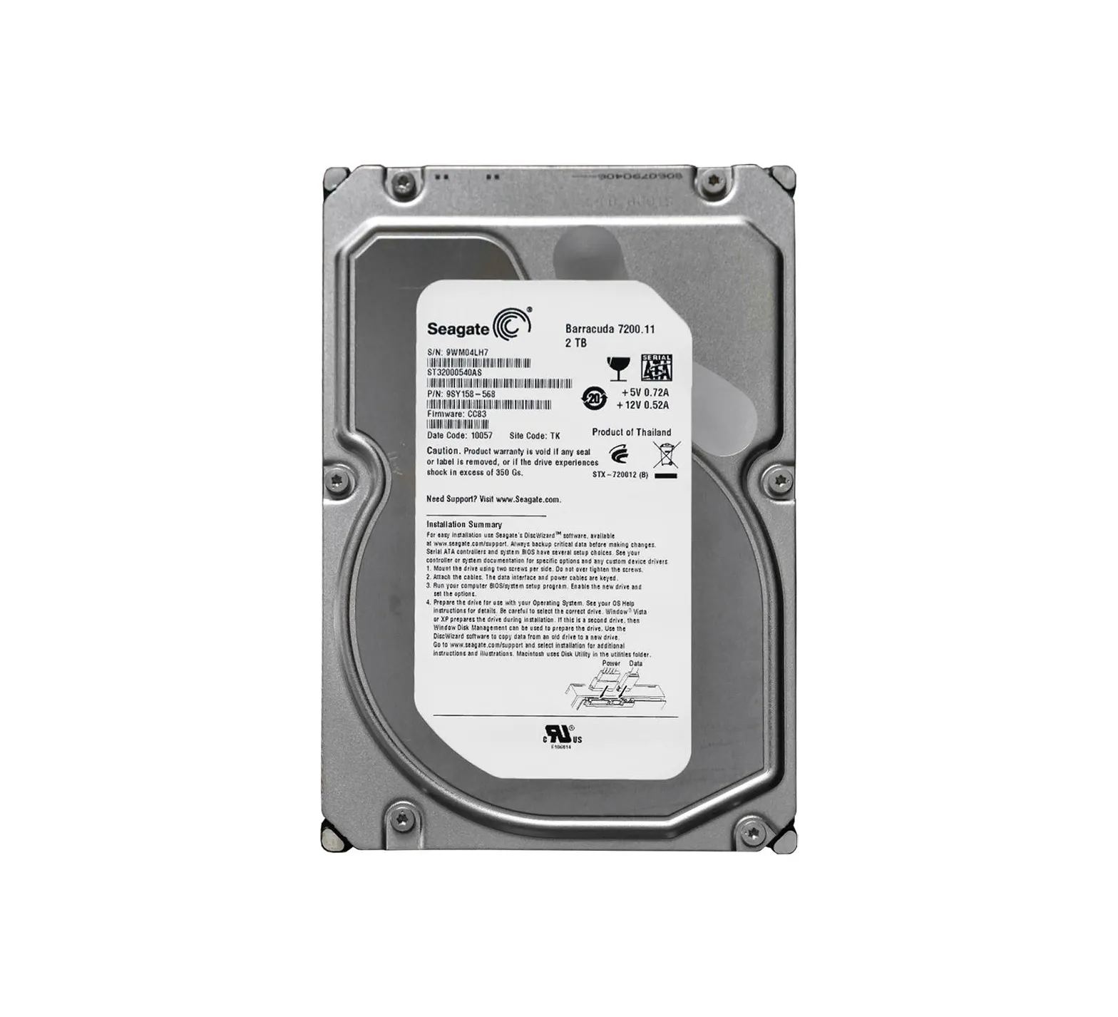 Seagate ST32000540AS 2TB 7200RPM SATA 3Gb/s 3.5-inch Hard Drive