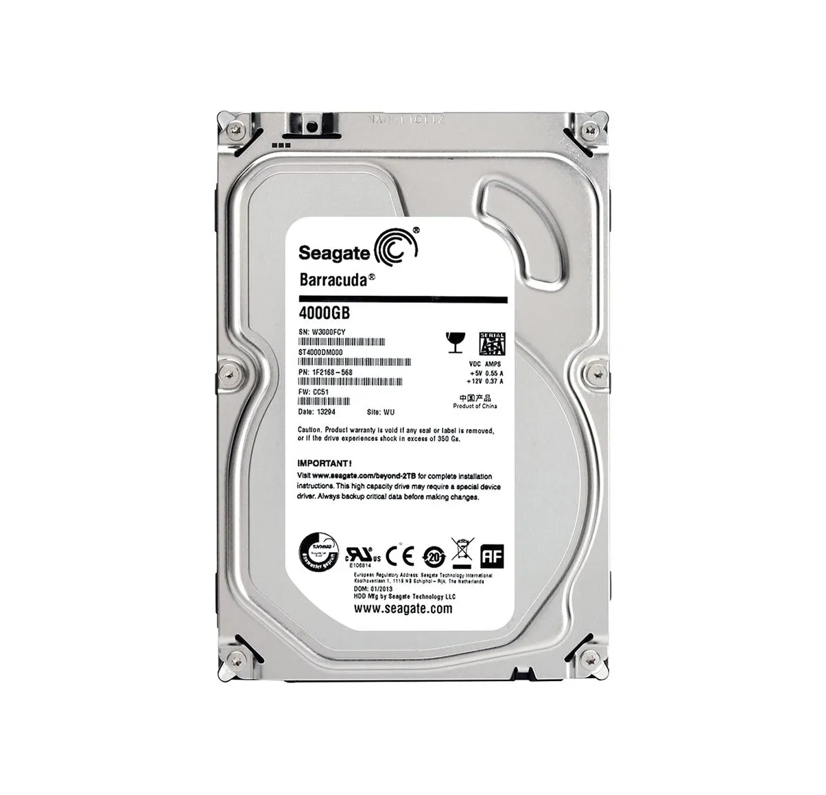 Seagate ST4000DM000 4TB 6Gb/s SATA 5900 3.5-in 64MB Hard Drive