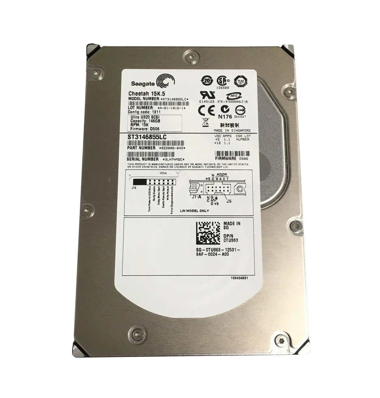 Dell TU963 146GB Ultra-320 SCSI 15000 3.5-inch 8MB Hard Drive