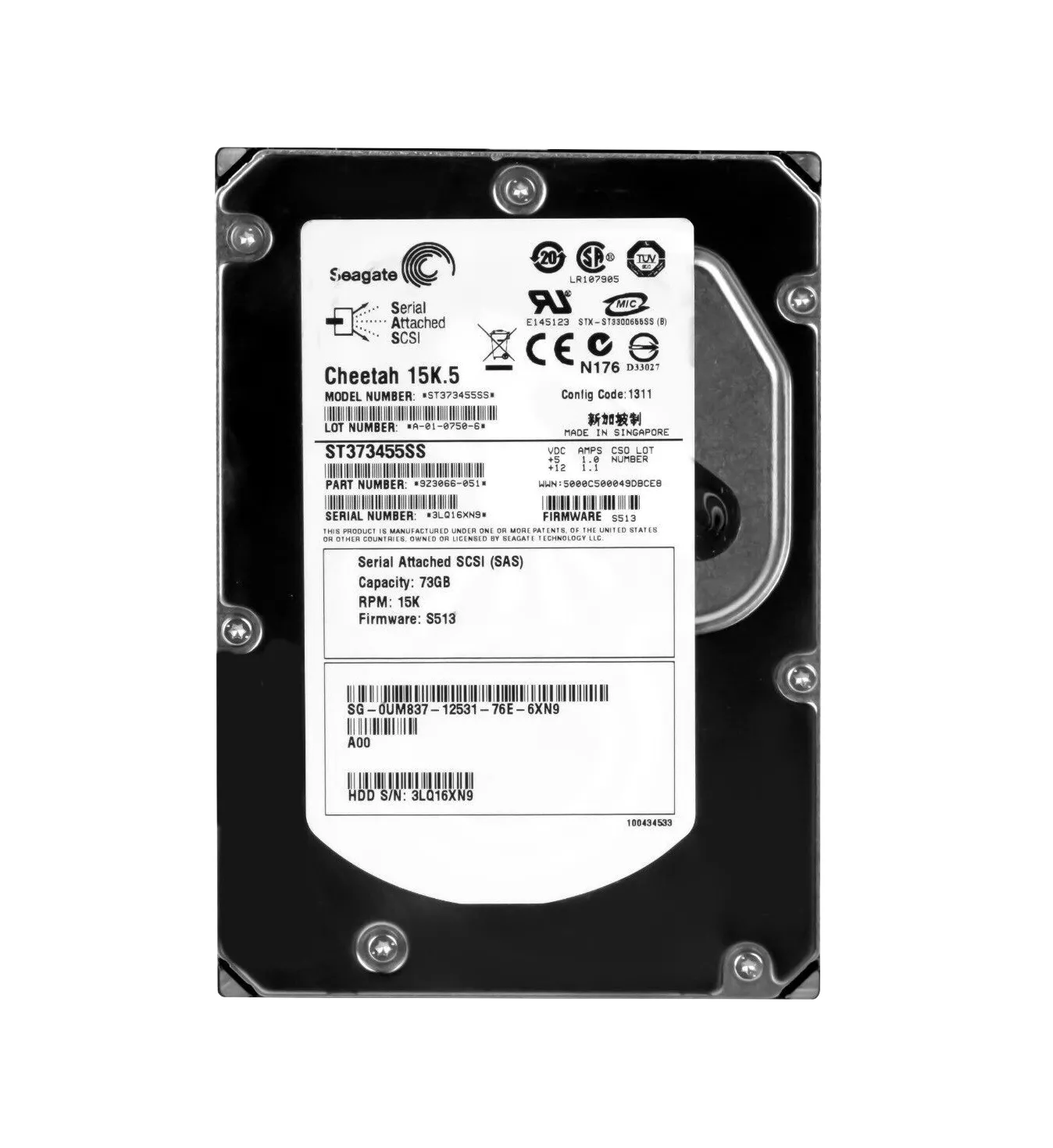 Dell UM837 73GB 15000RPM SAS 3Gb/s 16MB Cache 3.5-Inch Hard Drive