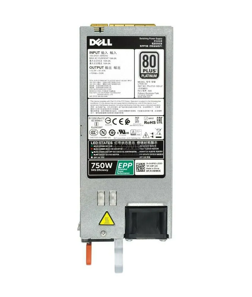 Dell W8R3C 750 Watts Platinum Power Supply For PowerEdge T430