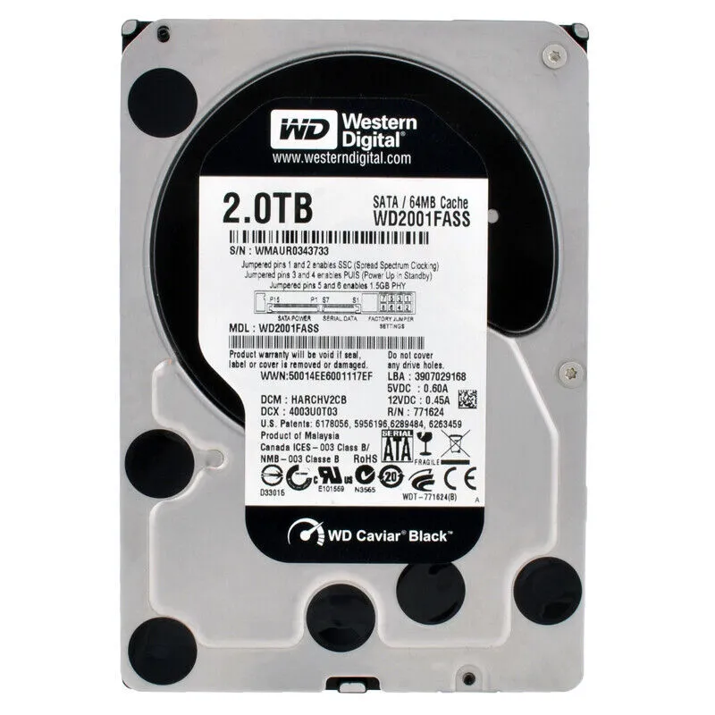 Western WD2001FASS Digital 2TB 3Gb/s SATA 7200 3.5-in 64MB Hard Drive