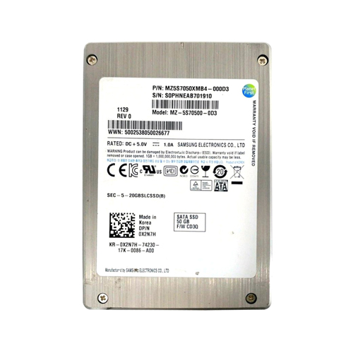 Dell X2N7H 50GB 3Gb/s SATA Single-Level Cell 2.5-inch Solid State Drive